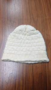 90-00’ J.CREW “HANDKNIT” ケーブル編み ウール ニット キャップ オフホワイト ニット帽 帽子 ハンドニット 1990-2000年代