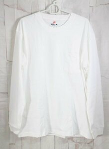 15 03507 ☆ Hanes ヘインズ ロングTシャツ ロングスリーブポケットTシャツ ビーフィー H5196 メンズ XL ホワイト【USED品】