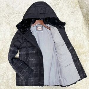 【トムフォード/美品】MONCLER GAMME BLUE モンクレール ガムブルー ダウンジャケット チェック ウール シャンガオ 仔羊毛皮 サイズ3 99