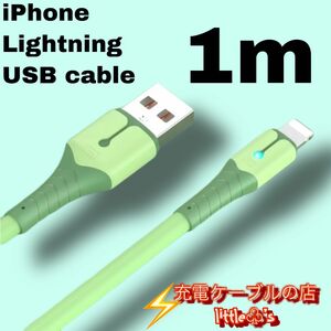 iPhone ライトニング ケーブル急速充電 2.4A 1m 1本　グリーン