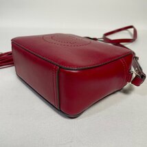 2311-99｜未使用に近い｜ANYA HINDMARCH アニヤハインドマーチ ショルダーバッグ レザー レッド フリンジ スマイル_画像6