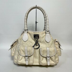 2311-45-5｜Christian Dior クリスチャンディオール ハンドバッグ キャンバス レザー アイボリー系 トロッター Diorロゴチャーム