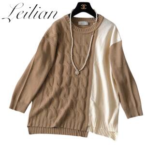 C03◆極美品 レリアン Leilian プラスハウス 大きいサイズ 13+ XL-2XL 3L前後 カシミヤ チュニック ワンピース ストレスフリー ストレッチ