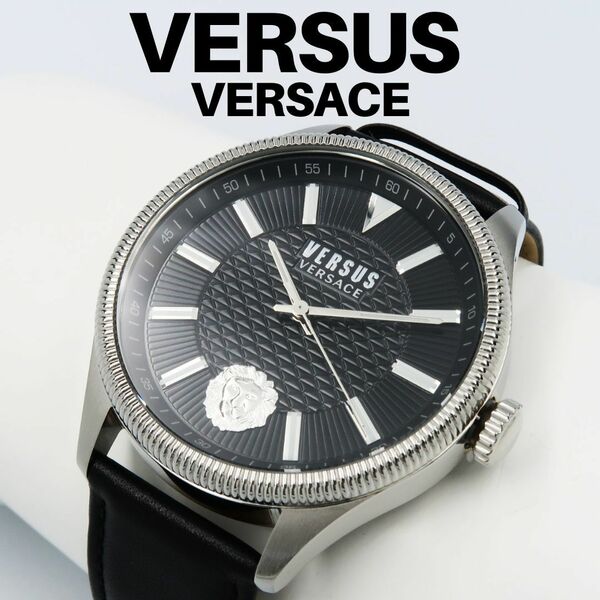 新品 VERSUS VERSACE　ヴェルサーチ 腕時計 黒レザー　電池式　