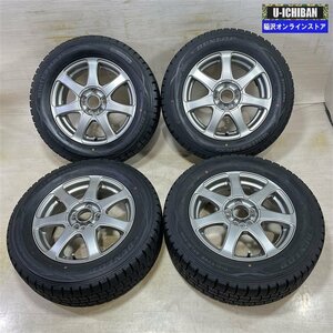 プリウス 等 7本スポークホイール 5.5-15+40 9H100 ダンロップ WM01 195/65R15 15インチ スタッドレス 4本セット 009k