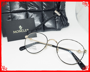 MONCLER モンクレール 正規品 眼鏡フレーム ML5140D-001 ブラック ×ゴールド ダウンケース付 ラウンド 新品