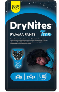 ★送料無料 DryNites おねしょパンツ 男の子用 8～15歳 27～57Kg ジャンボパック 13枚入り