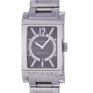 BVLGARI BVLGARY Rettangolo RT45S men's SS wristwatch self-winding watch black face A rank used silver warehouse 