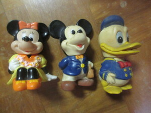 3体　ディズニーミッキーマウス　三菱銀行　ソフビ貯金箱