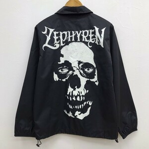 #11 良品【希少/廃盤】Zephyren ゼファレン スカルプリント ナイロン コーチジャケット S メンズ 髑髏 ブラック ストリート アウター 黒色