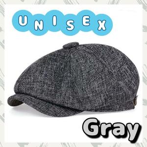 キャスケット ハンチング帽 帽子 紳士 ユニセックス グレー ツイード風