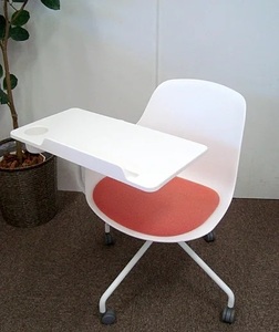 [2021 year made / several legs stock have ]kokyo all-in-one chair middle type coral orange seminar desk meeting chair ...