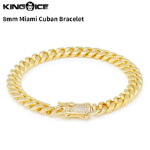 【チェーン幅 8mm、長さ 8インチ】King Ice キングアイス マイアミキューバンチェーン ブレスレット ゴールド 8mm Miami Cuban Bracelet_画像1