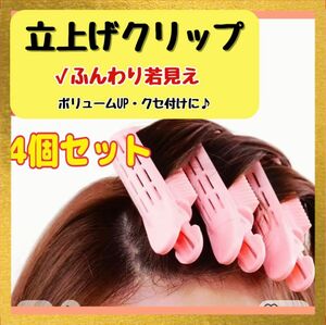 ヘアクリップ 　4個セット　ボリュームアップ　立ち上げ　根元ふんわり ヘアセット 前髪 ヘア 美髪 さら艶 簡単 ヘアアレンジ