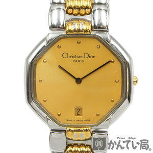 18356 Christian Dior【クリスチャン ディオール】クオーツ 腕時計 デイト 2針 ゴールド シルバー コンビ SS メンズ ウォッチ D45-204