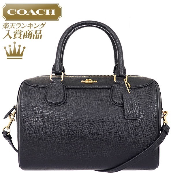 送料込♪SALE！COACH 牛革ショルダーバッグ CRSGR MINI BNT STCHL ブラック クロスグレインレザー