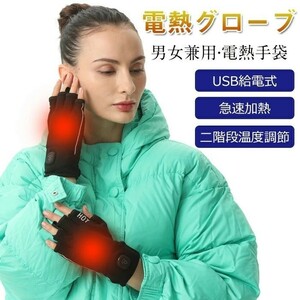 電熱グローブ メンズ 指切り 電熱手袋 レディース USB給電式 加熱手袋 発熱手袋 冬用手袋 暖かい電熱グローブ ヒーターグローブ
