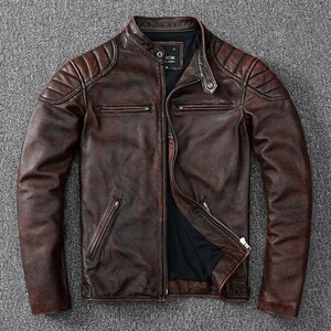 レザージャケット 上品　本革 アメカジ　ライダースジャケット メンズファッション 牛革　 革ジャン S～5XL 選択/1点