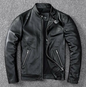 レザージャケット 上品　本革 牛革　ライダースジャケット メンズファッション バイクジャケット 　革ジャンS～5XL 選択/1点