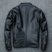 レザージャケット 上品　本革 牛革　ライダースジャケット メンズファッション バイクジャケット 　革ジャン 黒 ☆S～4XL選択/1点_画像2