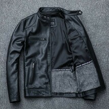 レザージャケット 上品　本革 牛革　ライダースジャケット メンズファッション バイクジャケット 　革ジャン 黒 ☆S～4XL選択/1点_画像3