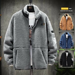 ムートンコート メンズ フリースジャケット ゆったり 厚手 スタンドカラー 紳士服 ブルゾン 暖か 4色/ M~3XLサイズ選択/1点