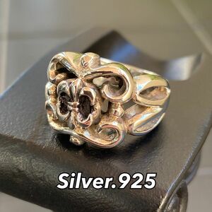 19号 指輪 NY シルバーリング【19号】メンズリング SILVER925 crown 百合 fashion rings