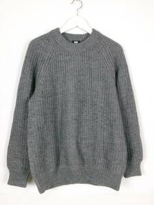 ユニクロ UNIQLO ローゲージリブクルーセーター ニット 351-438795 長袖 L グレー メンズ 中古 /FO