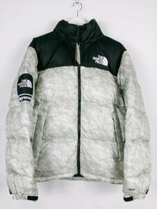 未使用品 19AW シュプリーム SUPREME ×THE NORTH FACE Paper Print Nuptse Jacket ND91806I ヌプシ ダウンジャケット M メンズ 中古