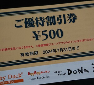 東和フードサービス株式会社 500円優待割引券 3枚