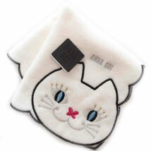 ★アナスイ・猫ちゃんハンカチ（ホワイト）新品★ _画像1