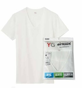 L ● Gunze YG 2 листы установлены ● Air Made V Neck T -Fore White