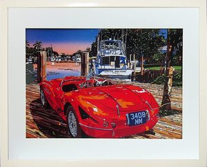 Art hand Auction New Hideto Suzuki Contemporary Art Framed Wall Hanging Painting Interior Picture 53x43cm Art Poster Offset American Car American Car Miami, artwork, painting, others