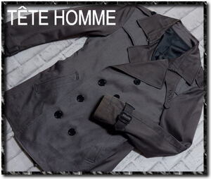 ★TETE HOMME　テットオム　ショート丈トレンチコート　ジャケット　茶★