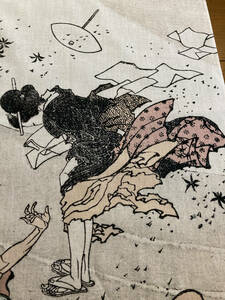 北斎漫画 風 手ぬぐい 葛飾北斎 浮世絵　手拭い　サイズは約110cm 35cm