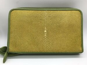#[YS-1] No-brand clutch bag #ga Roo car ei leather green group width 23cm× length 14cm [ including in a package possibility commodity ]K#