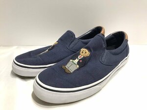 ■【YS-1】 ポロ ラルフローレン Polo Ralph Lauren ■ キャンバス スリッポン ベア 熊刺 28cm 10D ネイビー系 【同梱可能商品】■D