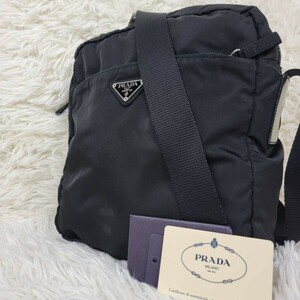 1円!! 【高級品】PRADA プラダ ショルダーバッグ トート ハンド 斜め掛け テスートナイロン 三角プレート ロゴ メンズ レディース ブラック