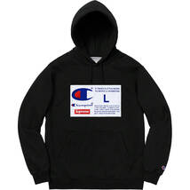 未使用 Supreme/Champion Label Hooded Sweatshirt シュプリーム チャンピオン クライング フーデッド スウェットシャツ サイズL ブラック_画像1