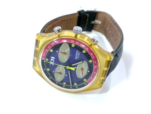 【 稼働中 】 SWATCH AG 1992 Chronograph Small Second Hand Quartz Wrist Watch スウォッチ クロノグラフ スモセコ クオーツ 腕時計_画像3