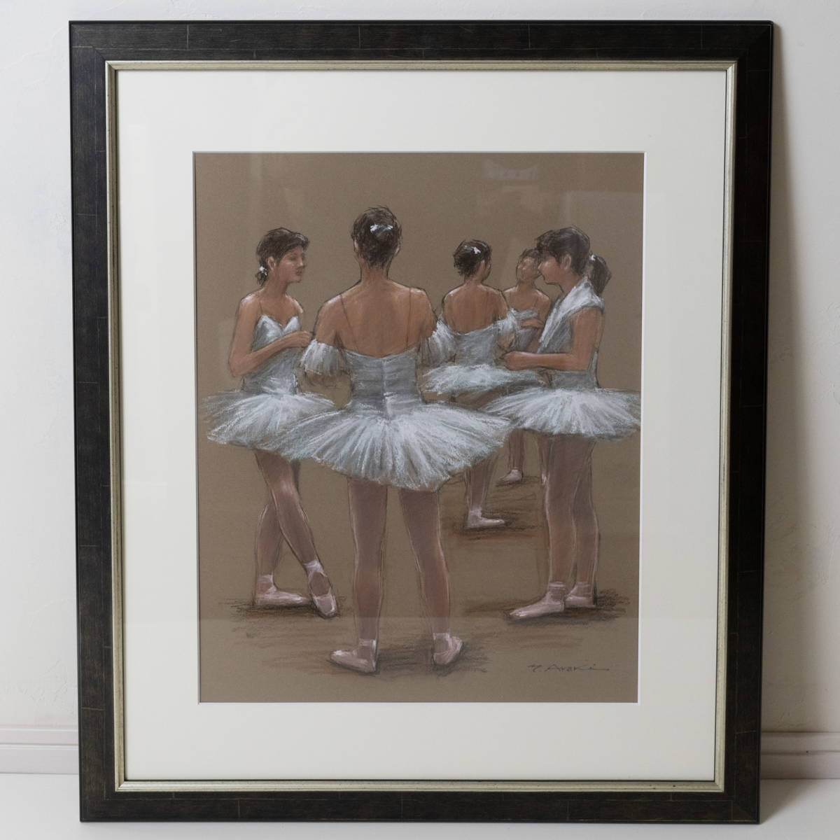 保证正品荒木芳太郎芭蕾舞女演员放松时间粉彩画尺寸 10 一幅绘画, 艺术品, 绘画, 粉彩画, 蜡笔画