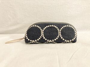 ミナペルホネン　ハンドメイド　ペンケース小物入れ　tambourineネイビー