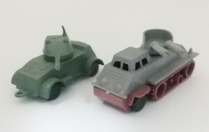 当時物 昭和 レ トロ グリコ おまけ 戦車 駄玩具 食玩 グリコ オマケ ジョイントロボ ミサイル 装甲車 タンク ２個セット