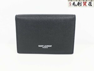 サンローラン SAINT LAURENT カードケース メンズ 469338 BTY7N 1000 レザー ブラック 黒 ビジネスカードケース 美品 名刺入れ