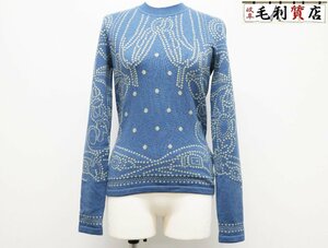 HERMES エルメス Brides de Gala ロングスリーブ ニット カシミヤ コットン 3Ｅ2642Ｄ8 サイズ36 極上美品 セーター
