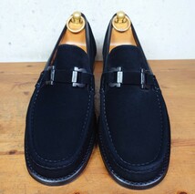 【試し履きのみ/未使用】ITALY製 Salvatore Ferragamo/フェラガモ ガンチーニ ビットローファー Mens 61/2EE 24.5cm相応 ブラック スエード_画像4