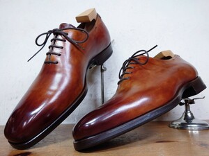 【試し履きのみ/未使用】SPAIN製 MAGNANNI/マグナーニ 上級 SELECCION パティーヌ ホールカット 41 26.5cm相応 茶/santoni ブランキーニ