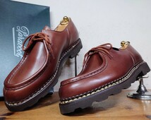 【試し履きのみ/未使用】2018年 FRANCE製 Paraboot/パラブーツ ミカエル チロリアンシューズ 411/2 26.5cm相応 マロン 茶/ランス_画像1