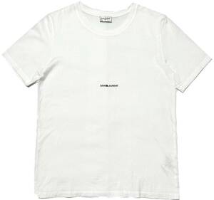 正規品 定価5.5万 SAINT LAURENT PARIS FRONT LOGO Tシャツ L 白 サンローランパリ フロントロゴ半袖Tシャツ 本物