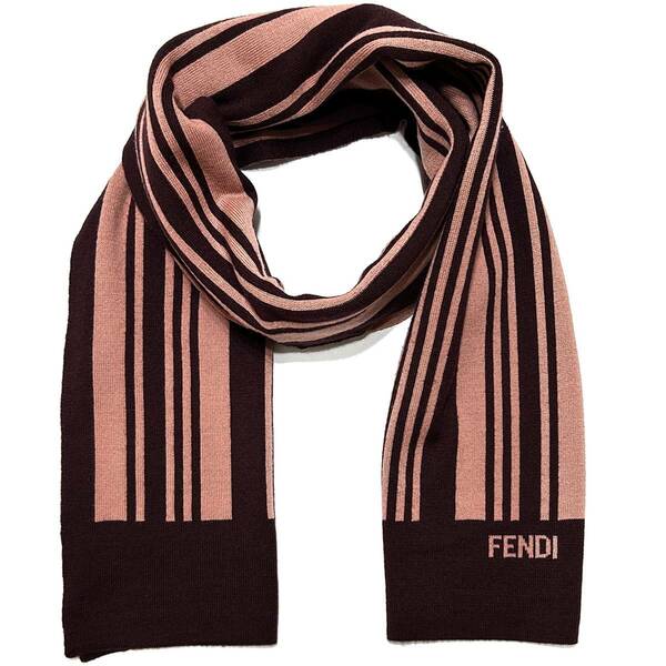 正規品 FENDI フロントロゴウールニットマフラー 美品 フェンディ　本物